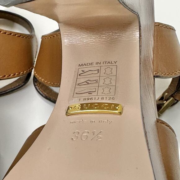 Gucci Cutout Interlocking G 36.5/ US 6.5 Platform Sandal Dark Brown Leather NIB - Picture 13 of 15